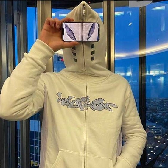 Opium Style Y2K Cut-Out Eye Full Zip Up Hoodie