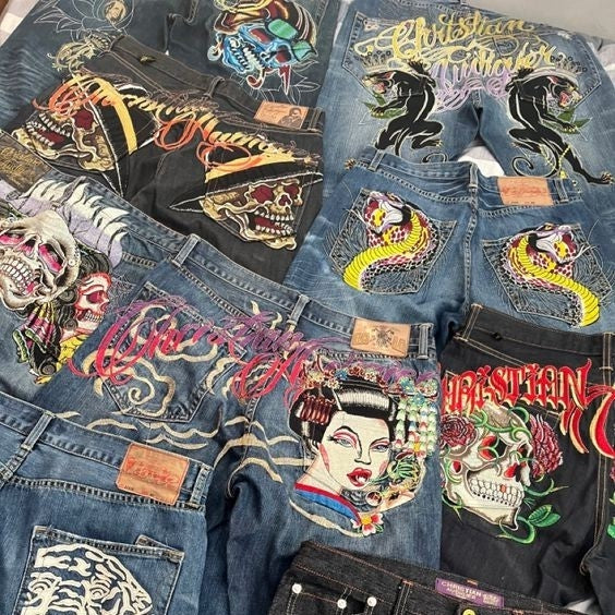 Y2K Japanese Embroidered Denim Jeans