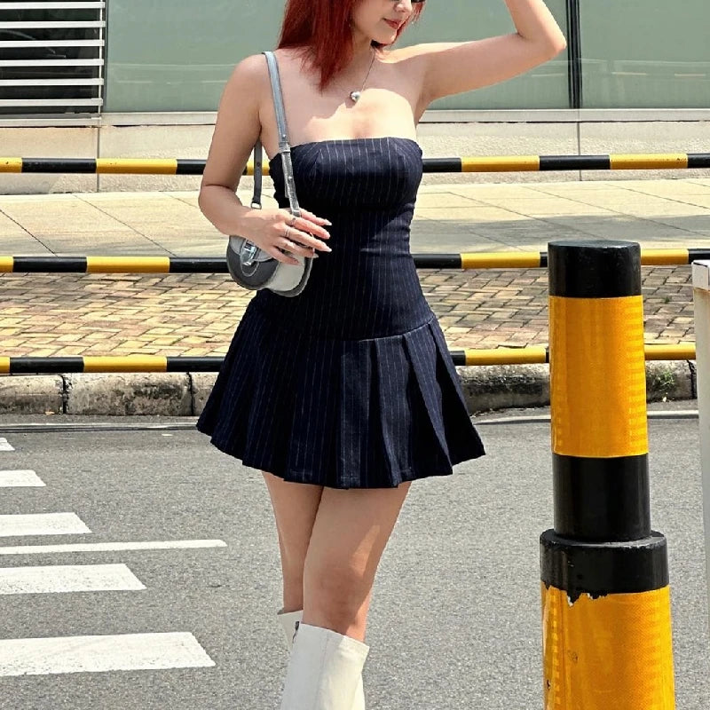 A-line Striped Summer Y2K Mini Dress
