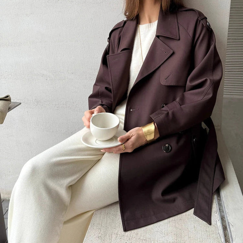Autumnal Y2K Double Breasted Belt Trench Coat