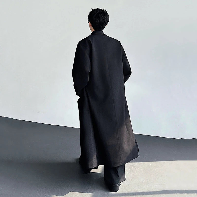 Black Y2K Mens Trench Coat