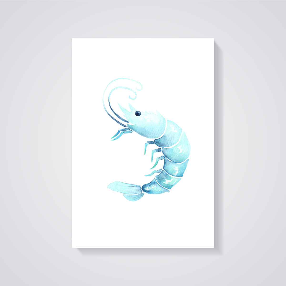 Blue Shrimp Watercolor Poster
