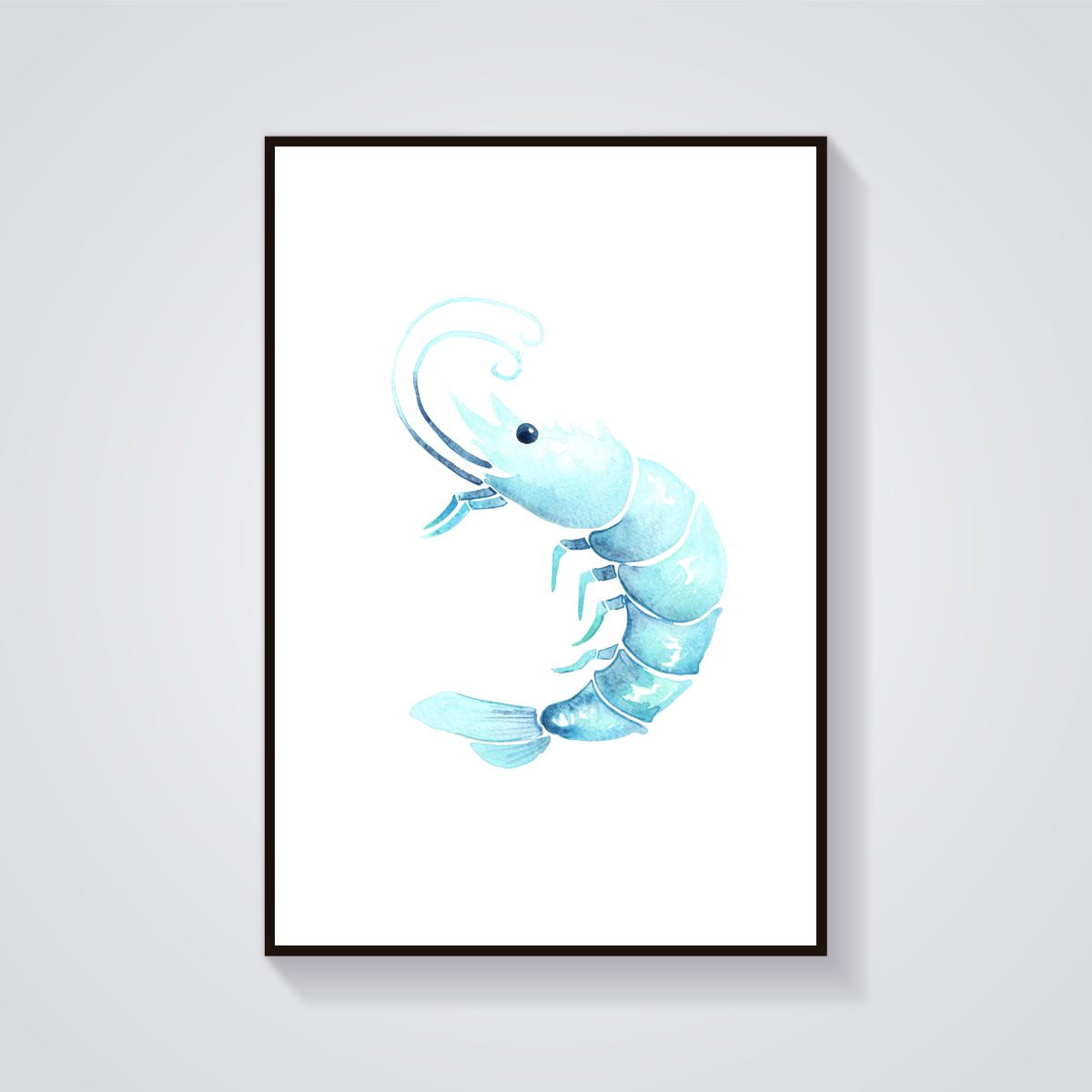 Blue Shrimp Watercolor Poster