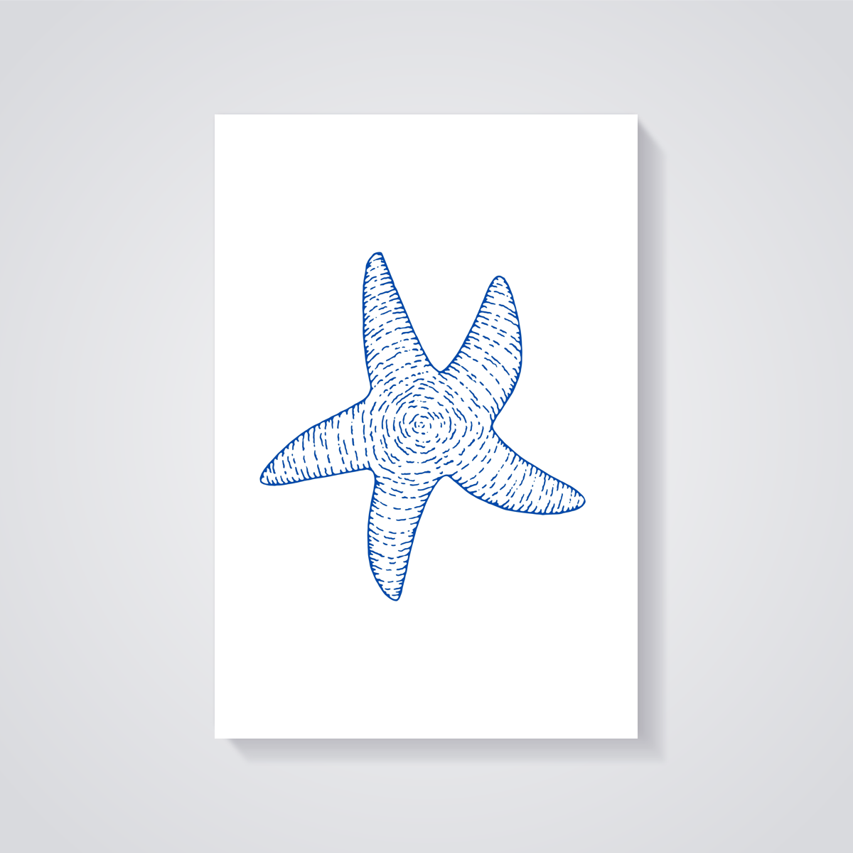 Blue Starfish Line Art Poster