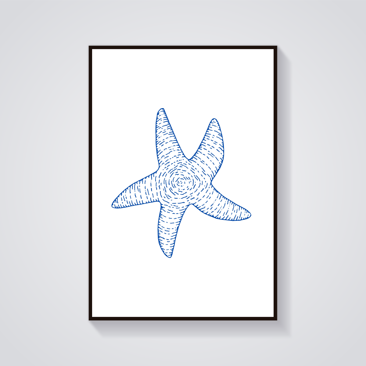 Blue Starfish Line Art Poster