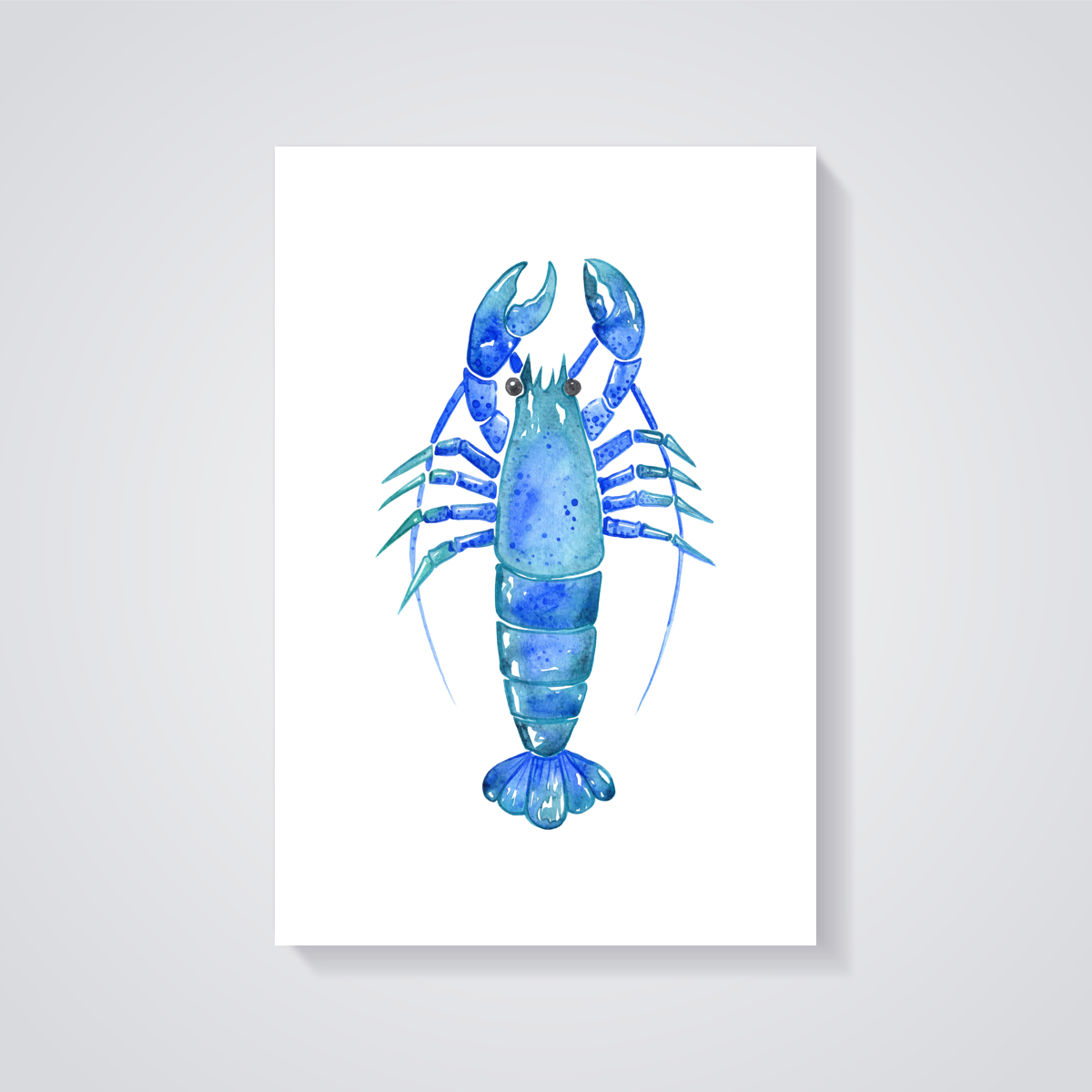 Blue Watercolor Lobster Poster