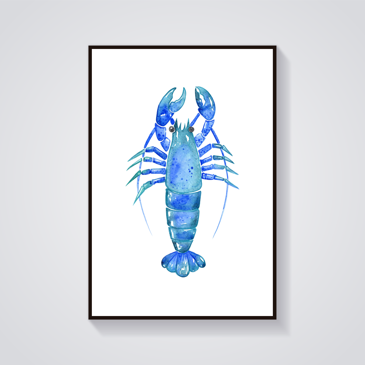 Blue Watercolor Lobster Poster