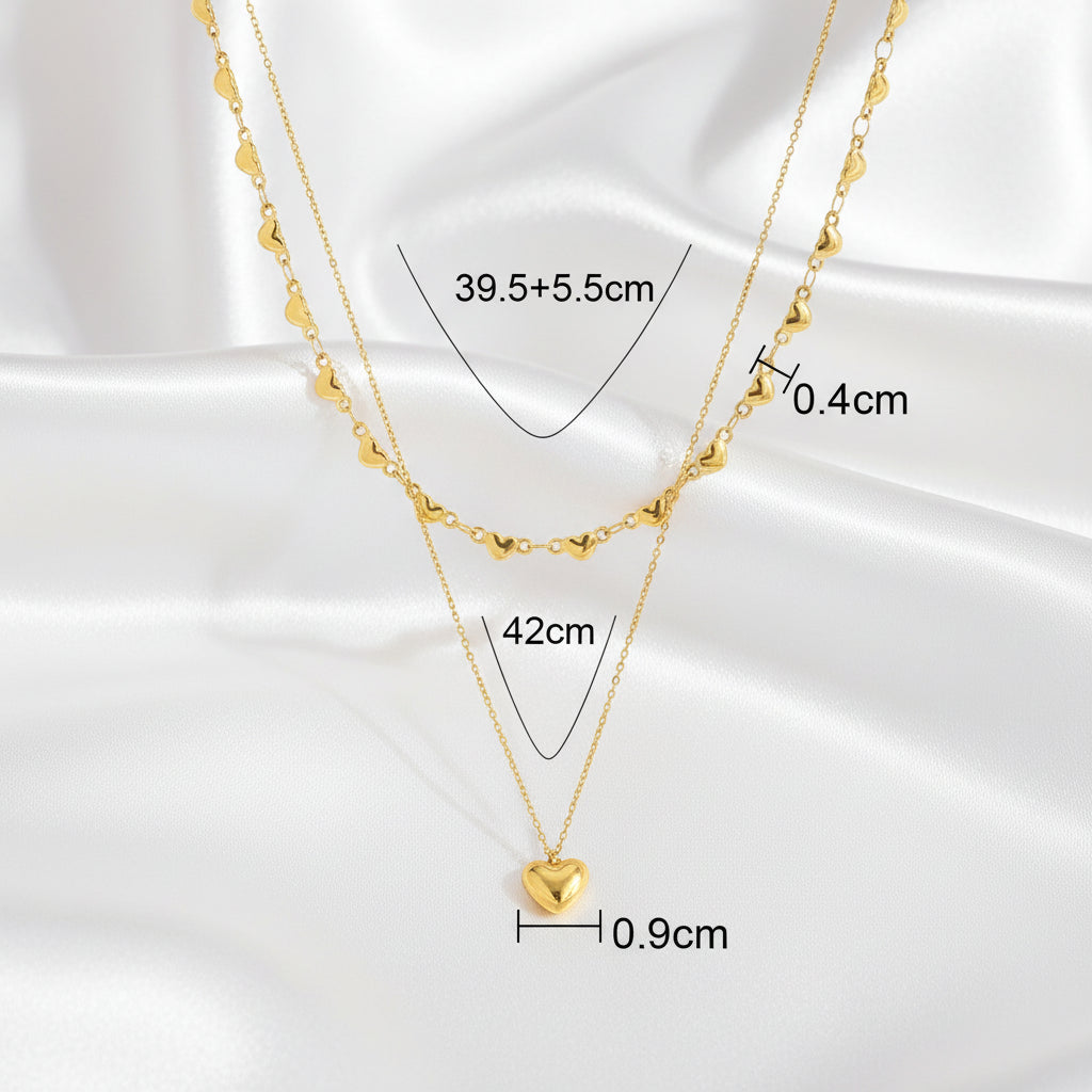 Chic Y2K Love Hearts and Heart Pendant Layered Necklace