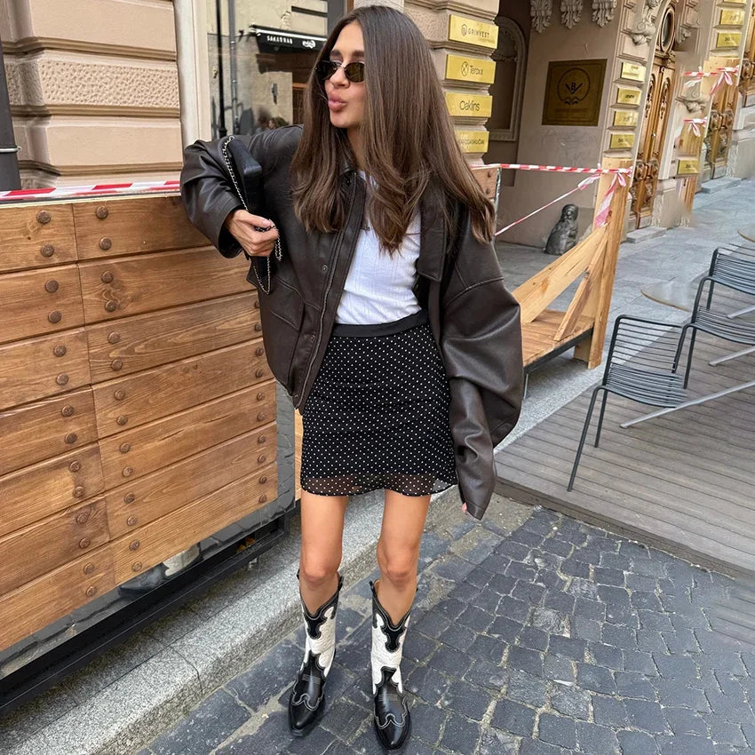 Chic Y2K Polka Dot Layered Mesh Mini Skirt