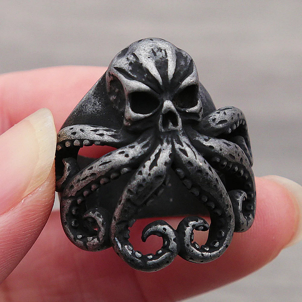Chunky Y2K Pirate Skull Octopus Ring