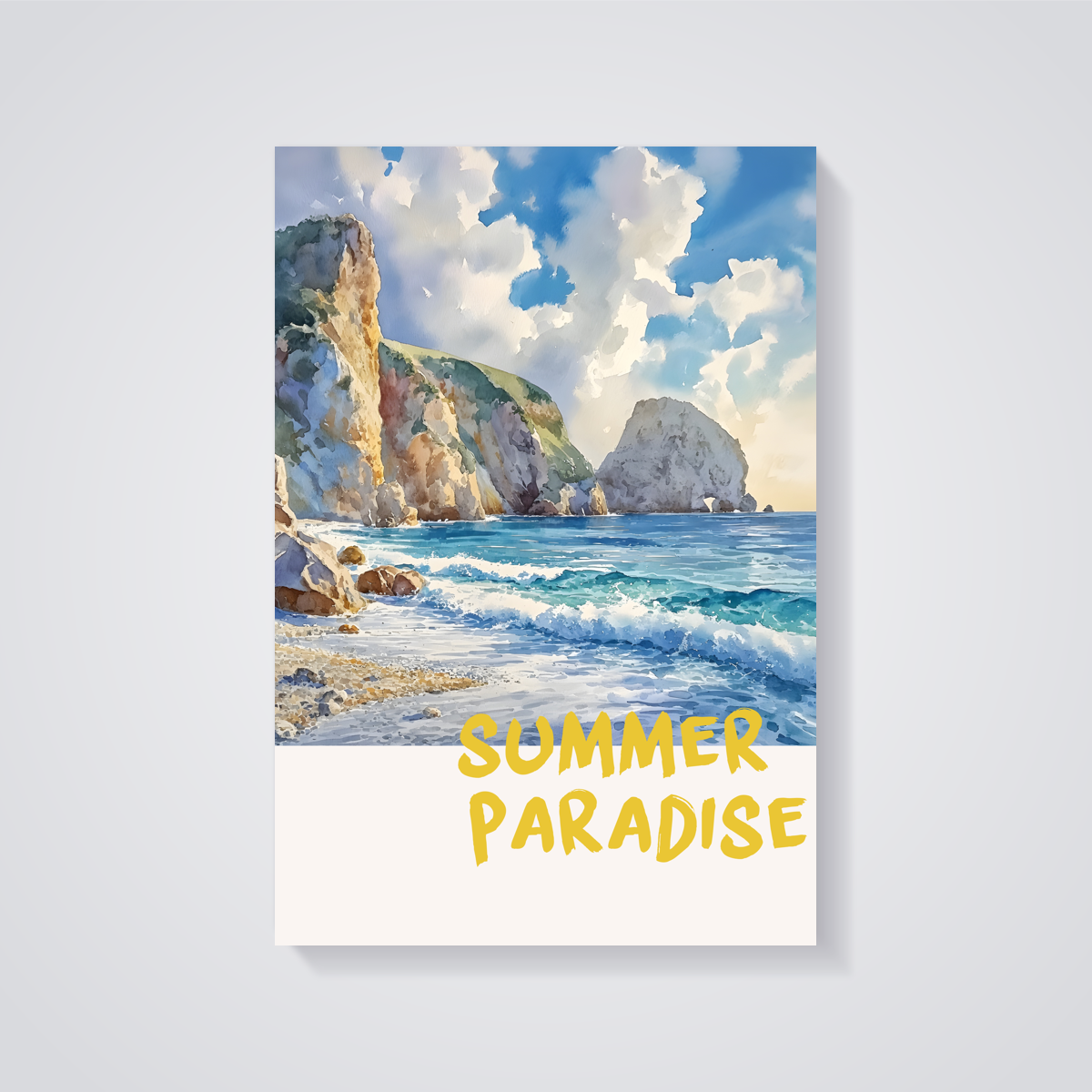 Coastal Cliffs Watercolor Poster
