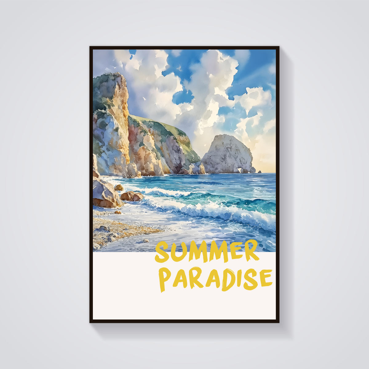 Coastal Cliffs Watercolor Poster