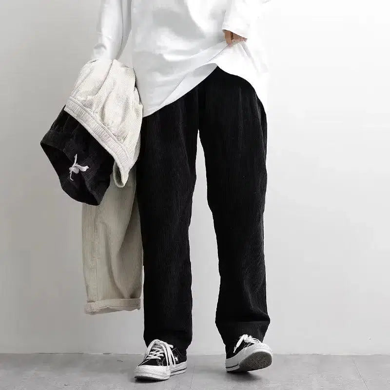 Corduroy Baggy Straight Leg Trousers