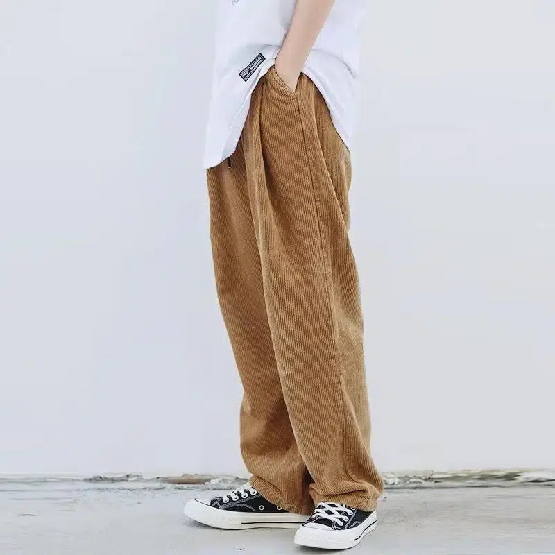 Corduroy Baggy Straight Leg Trousers