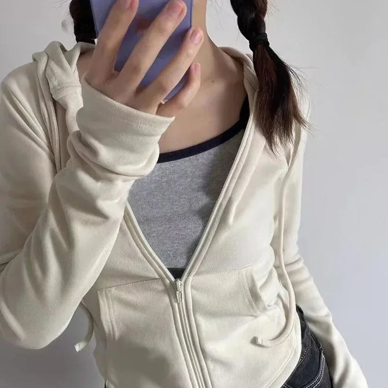 Cropped Zip Up Y2K Slim Fit Hoodie