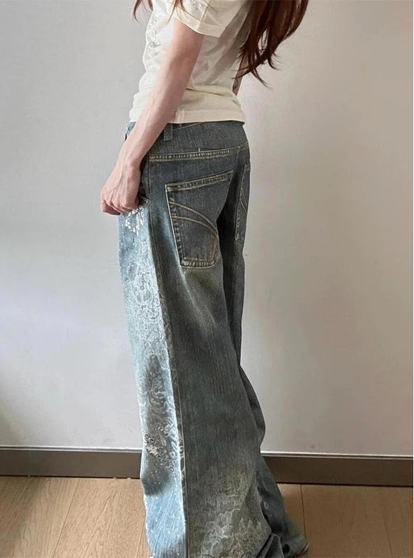 Distressed Y2K Baggy Grunge Star Denim Jeans