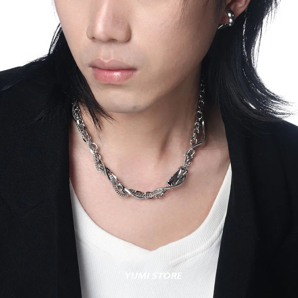 Double Layered Y2K Square Tassel Necklace
