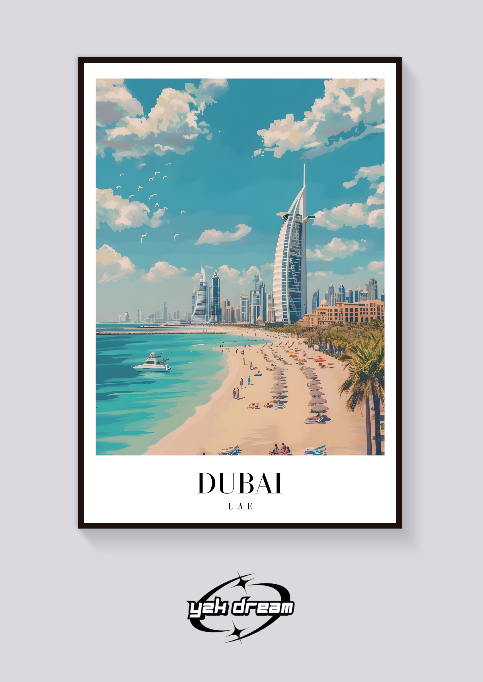 Dubai Beach Vintage Travel Poster