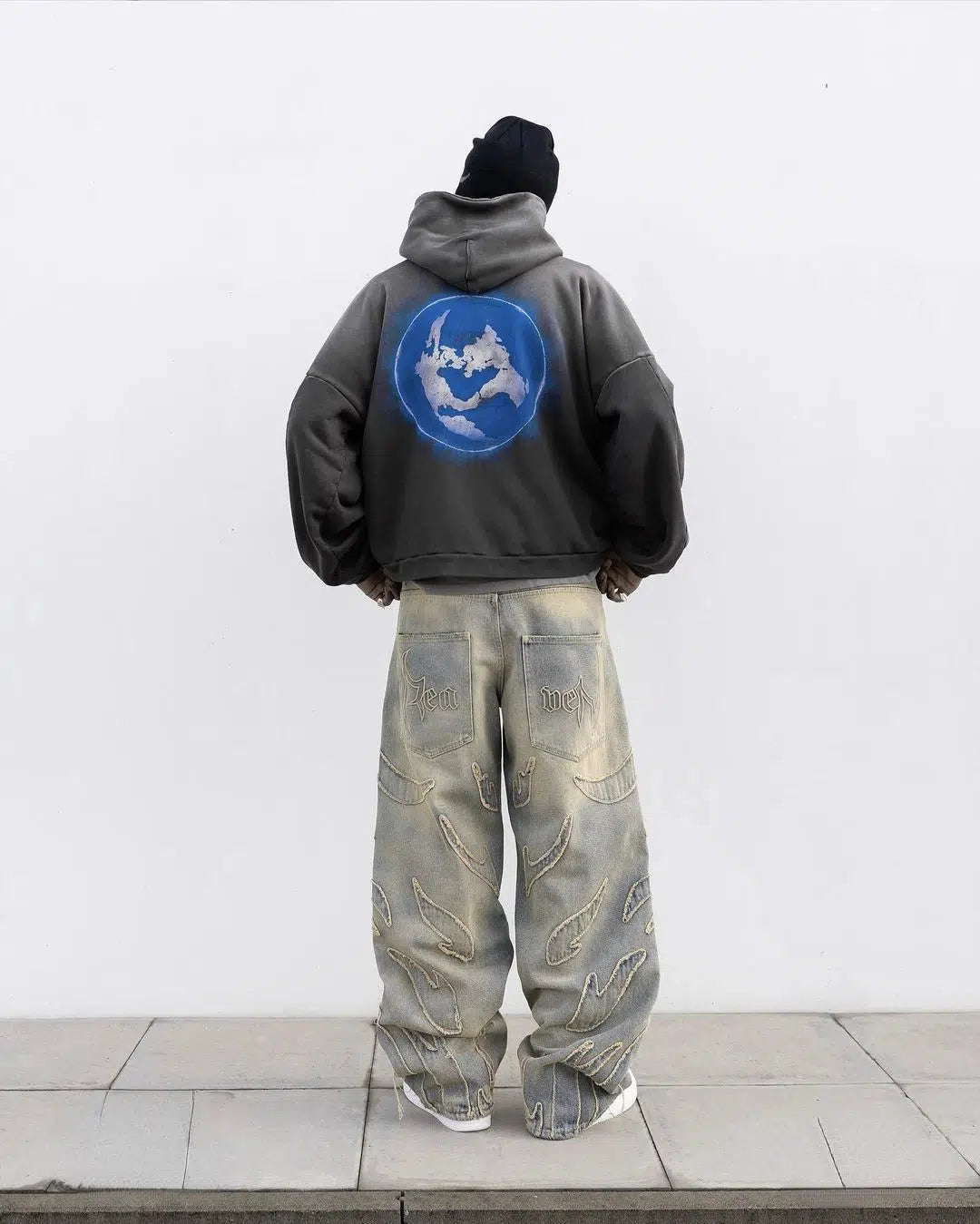 Embroidered Baggy Washed Y2K Jeans