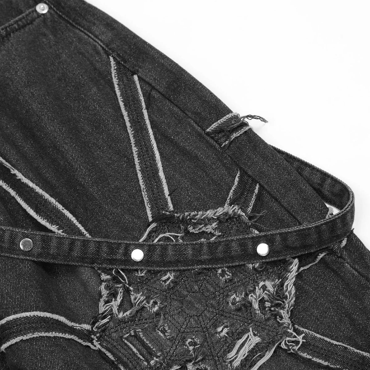 Embroidered Spider Web Y2K Jeans
