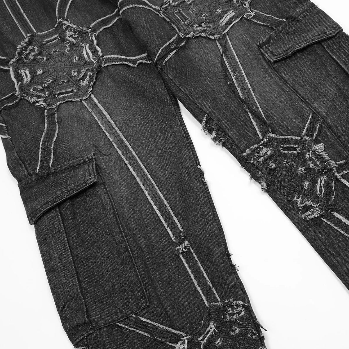 Embroidered Spider Web Y2K Jeans