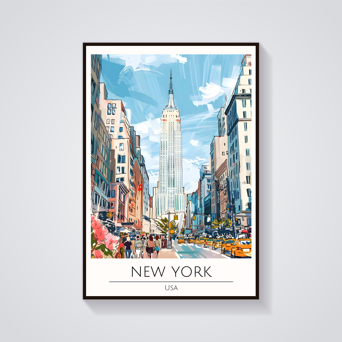 New York City Empire State Building Art Deco Travel Poster Print