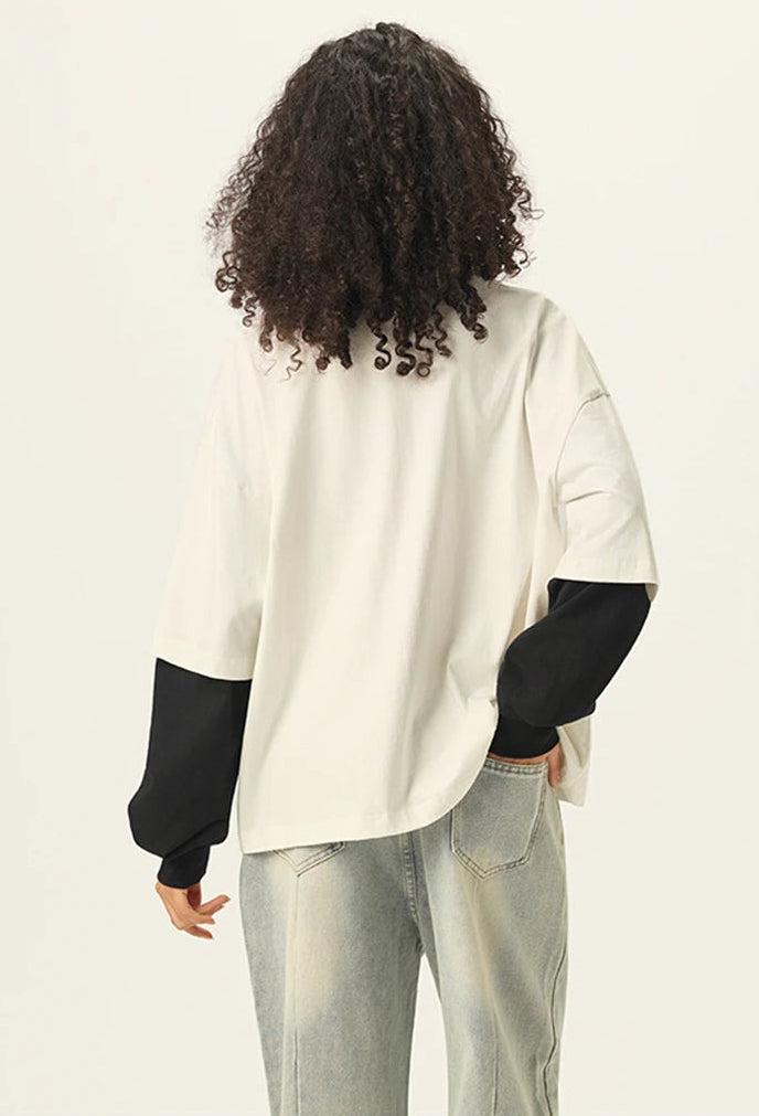 Essentials Y2K Origin 280gsm Mock Two Piece Long Sleeve Top