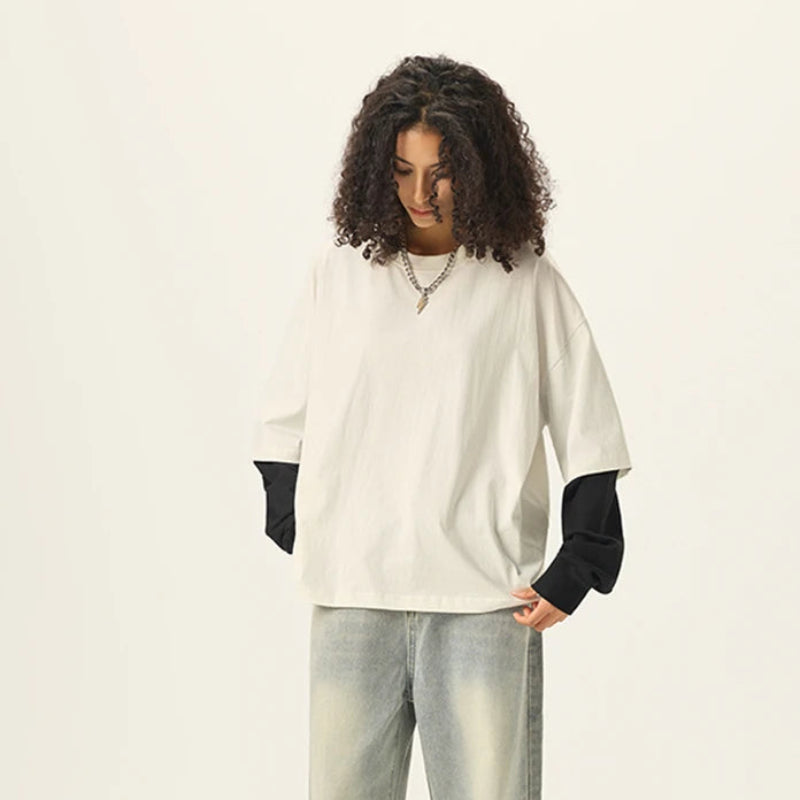 Essentials Y2K Origin 280gsm Mock Two Piece Long Sleeve Top