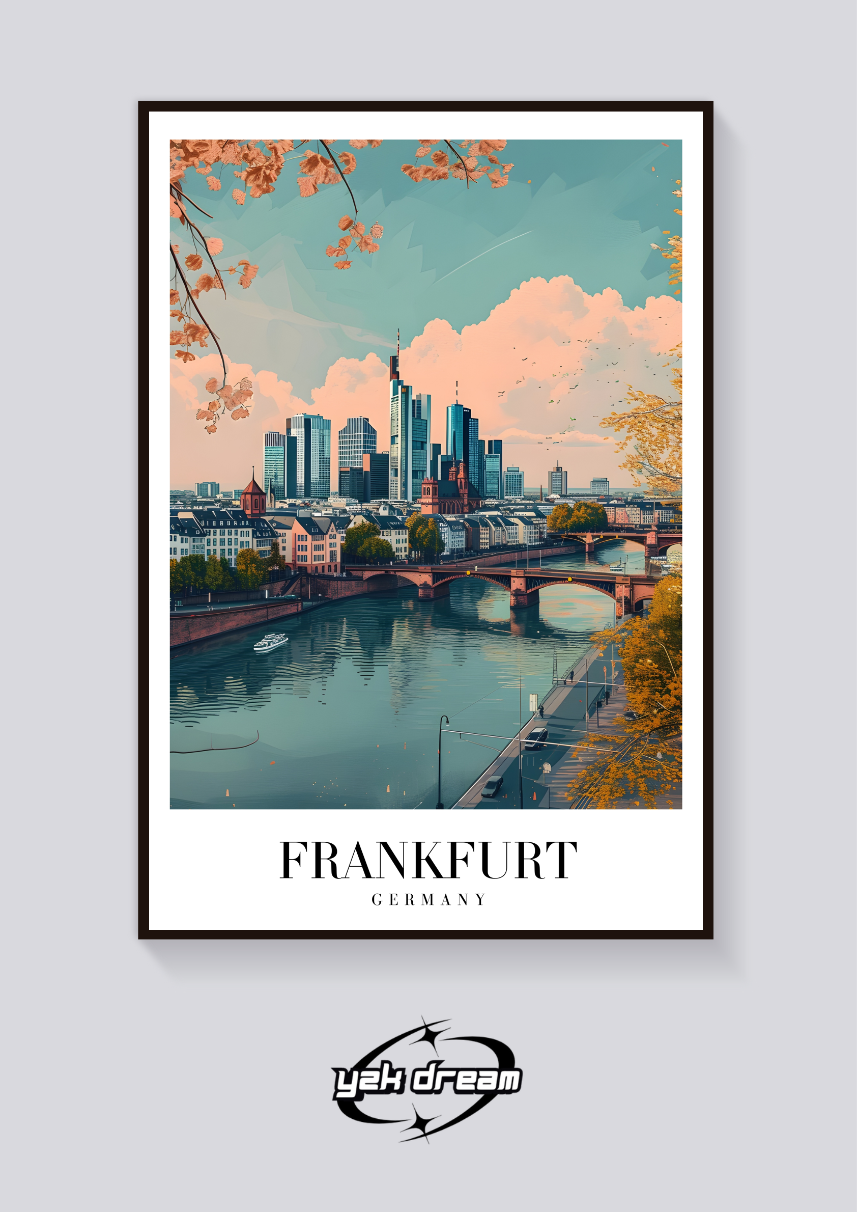 Frankfurt River Vintage Poster
