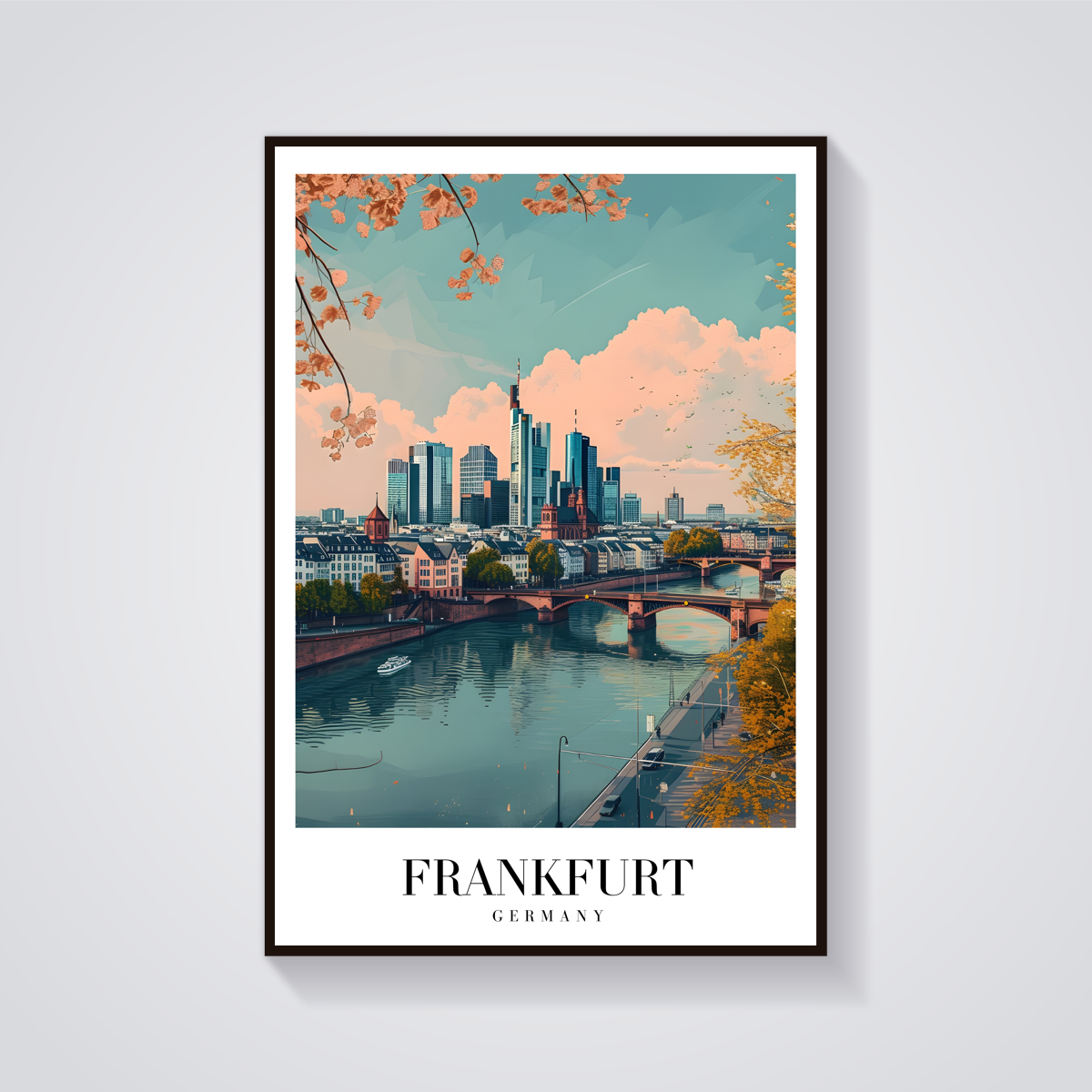 Frankfurt River Vintage Poster