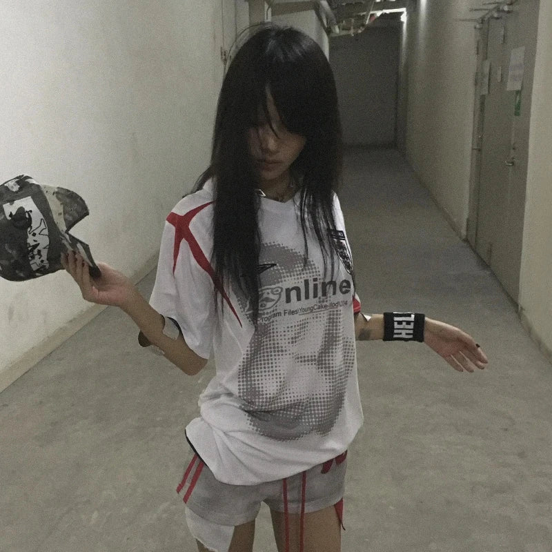 Grunge Y2K Aesthetic Football Jersey