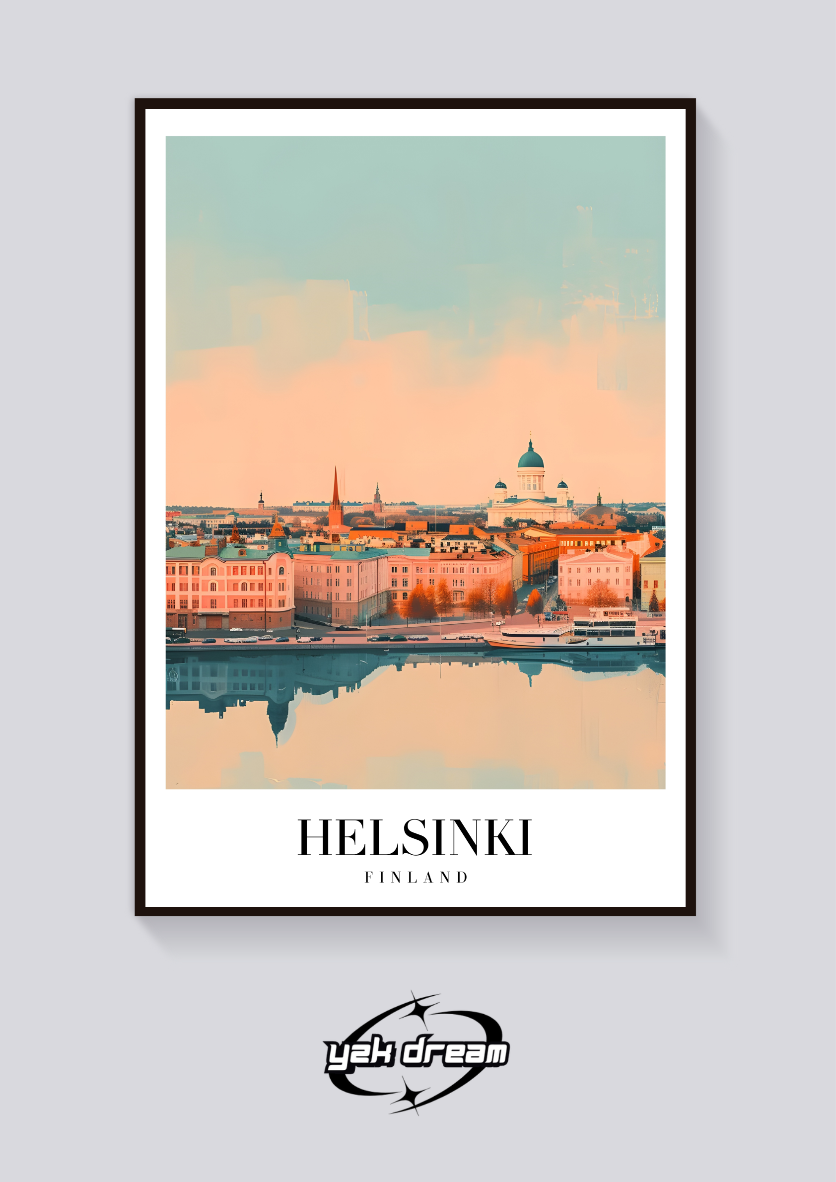 Helsinki Waterfront Vintage Poster