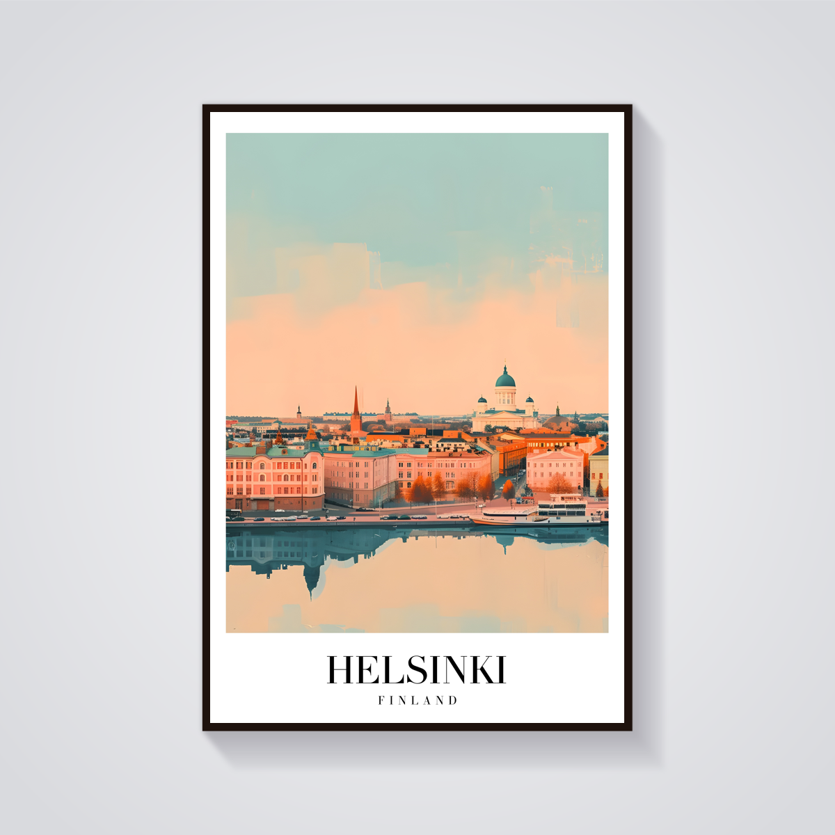 Helsinki Waterfront Vintage Poster