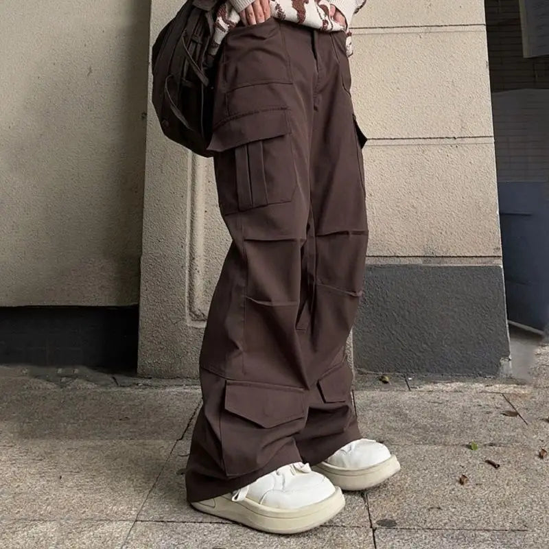 High Waist Y2K Multi Cargo Trousers