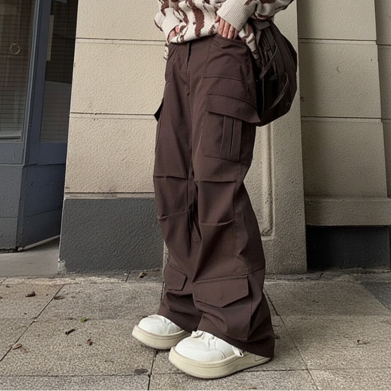 High Waist Y2K Multi Cargo Trousers