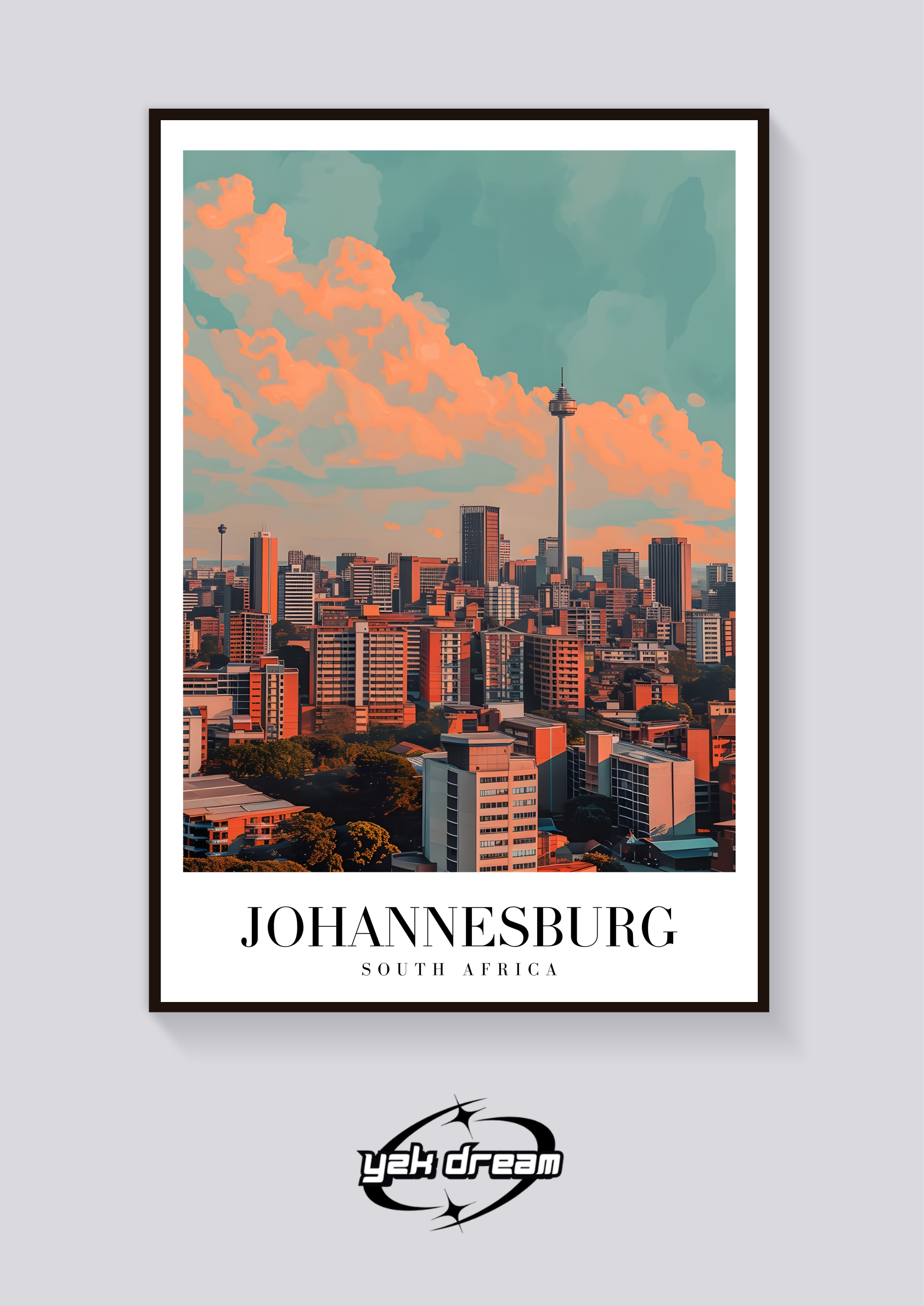 Johannesburg Skyline Vintage Poster