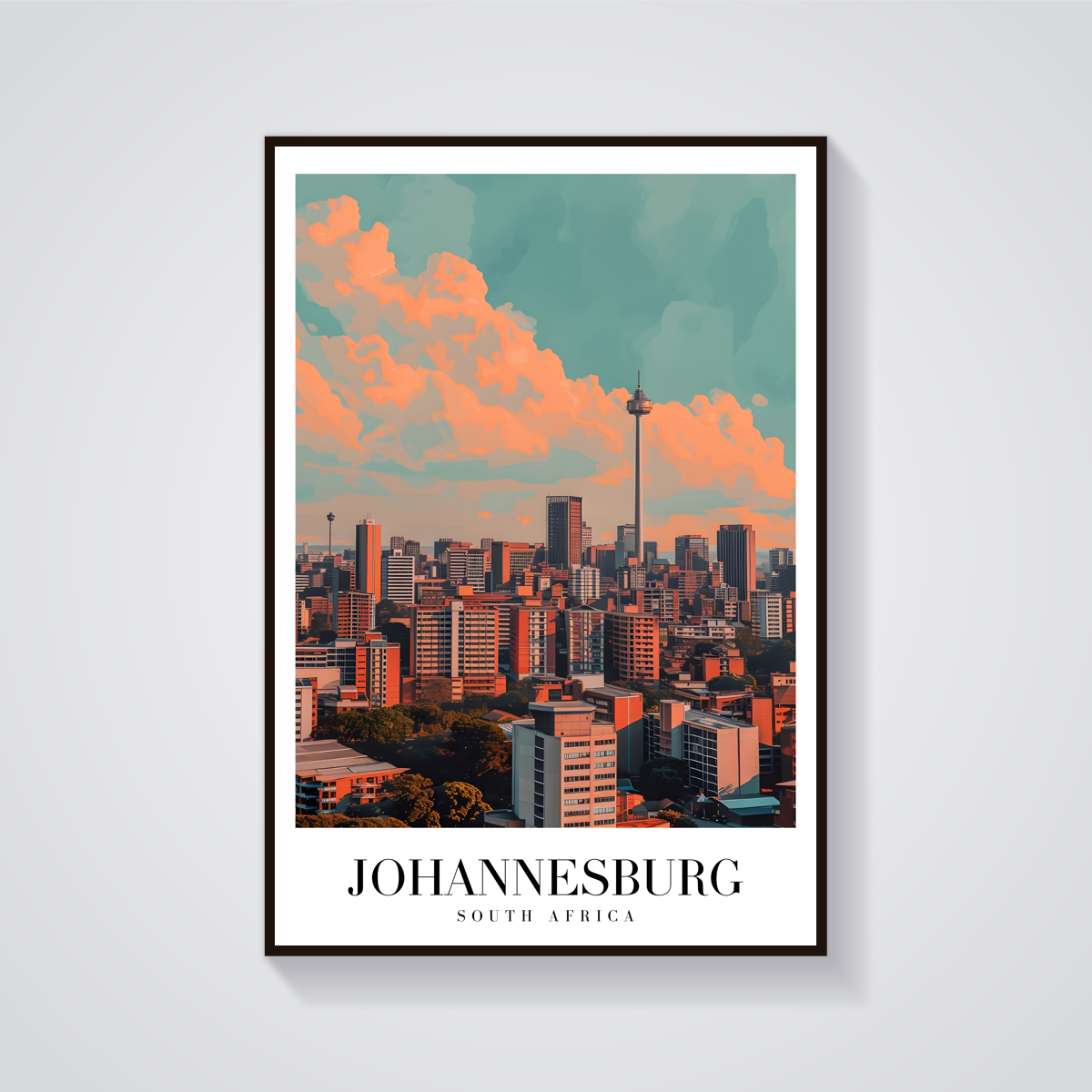 Johannesburg Skyline Vintage Poster