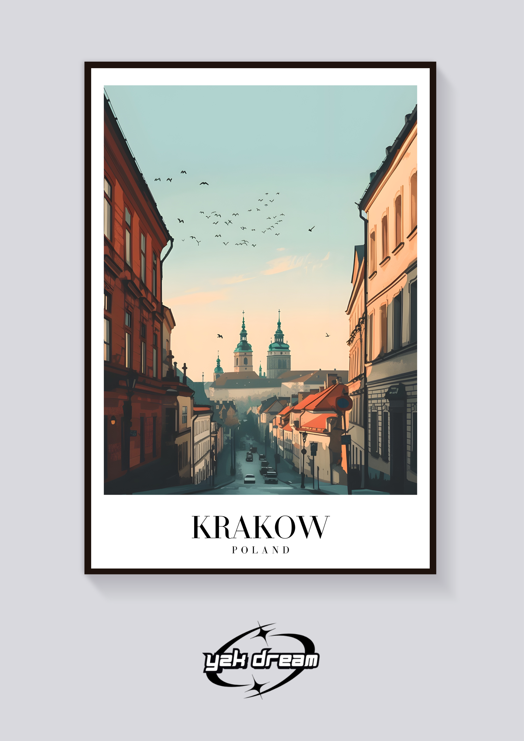 Krakow Poland Vintage Travel Poster