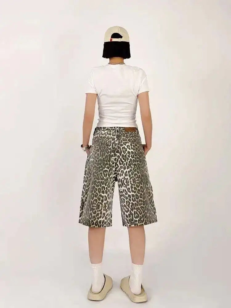 Leopard Print Womens Y2K Jorts