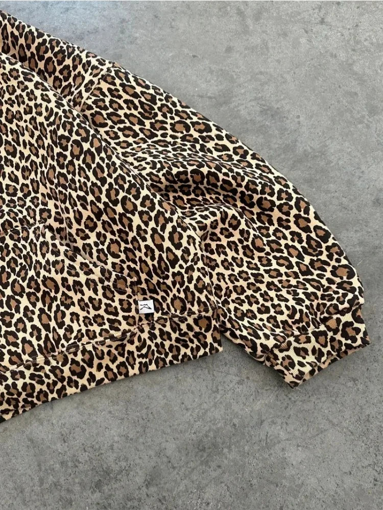 Leopard Print Y2K Graphic Hoodie