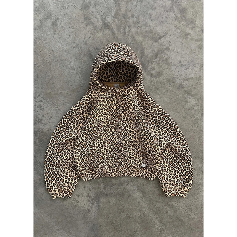 Leopard Print Y2K Graphic Hoodie