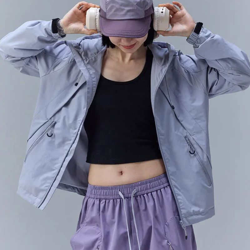 Lightweight Breathable Y2K Hooded Windbreaker Jacket Coat