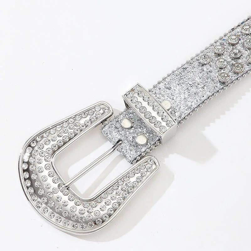 Luxury Rhinestone Y2K Faux Leather Belt