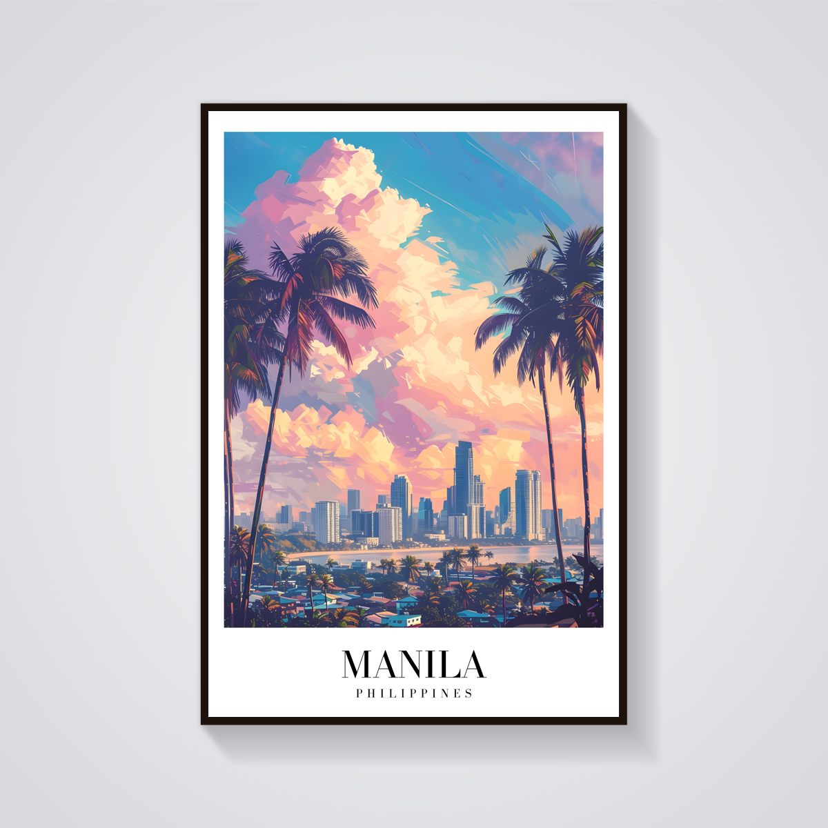 Manila Skyline Vintage Poster