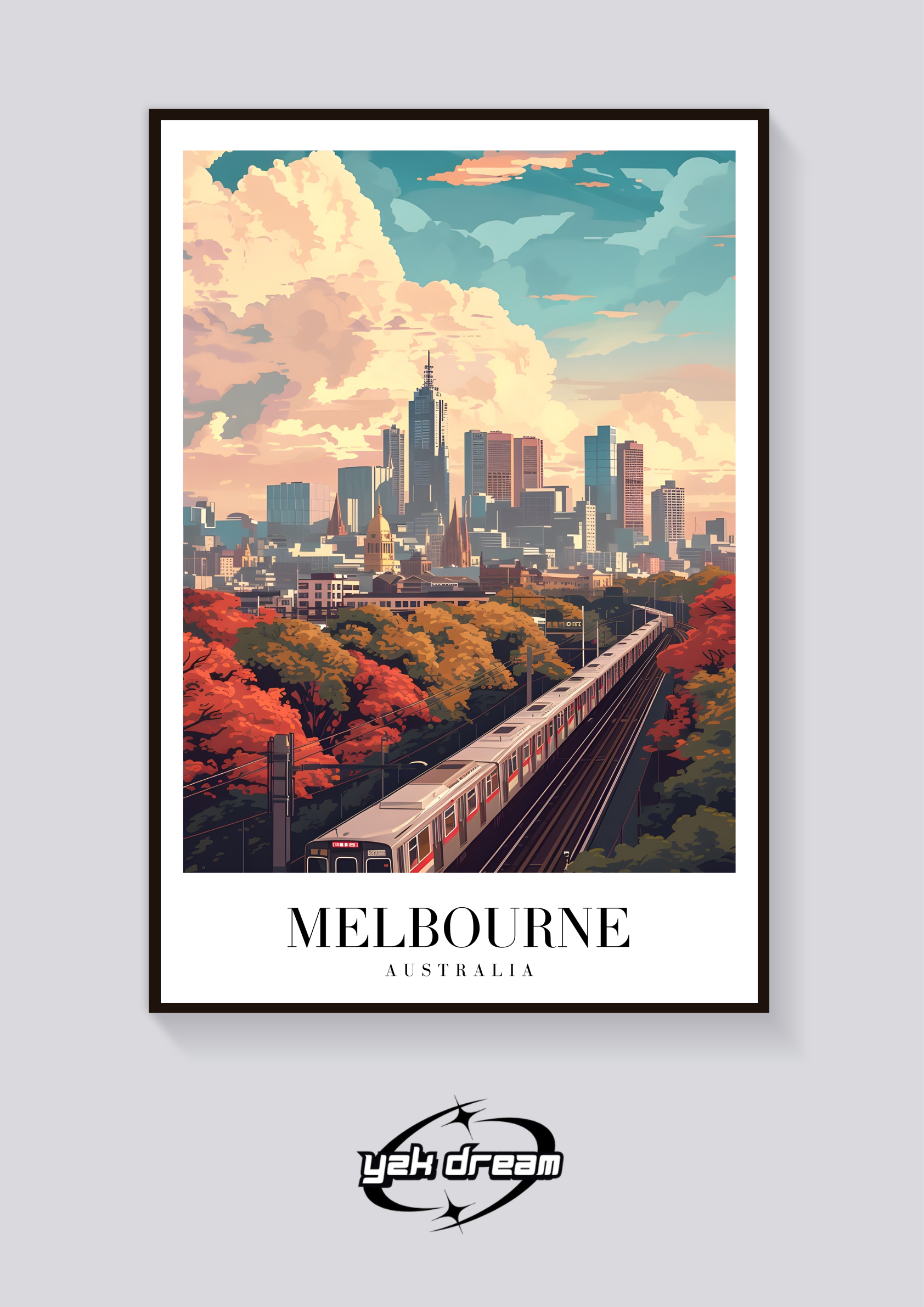 Melbourne Train Vintage Poster