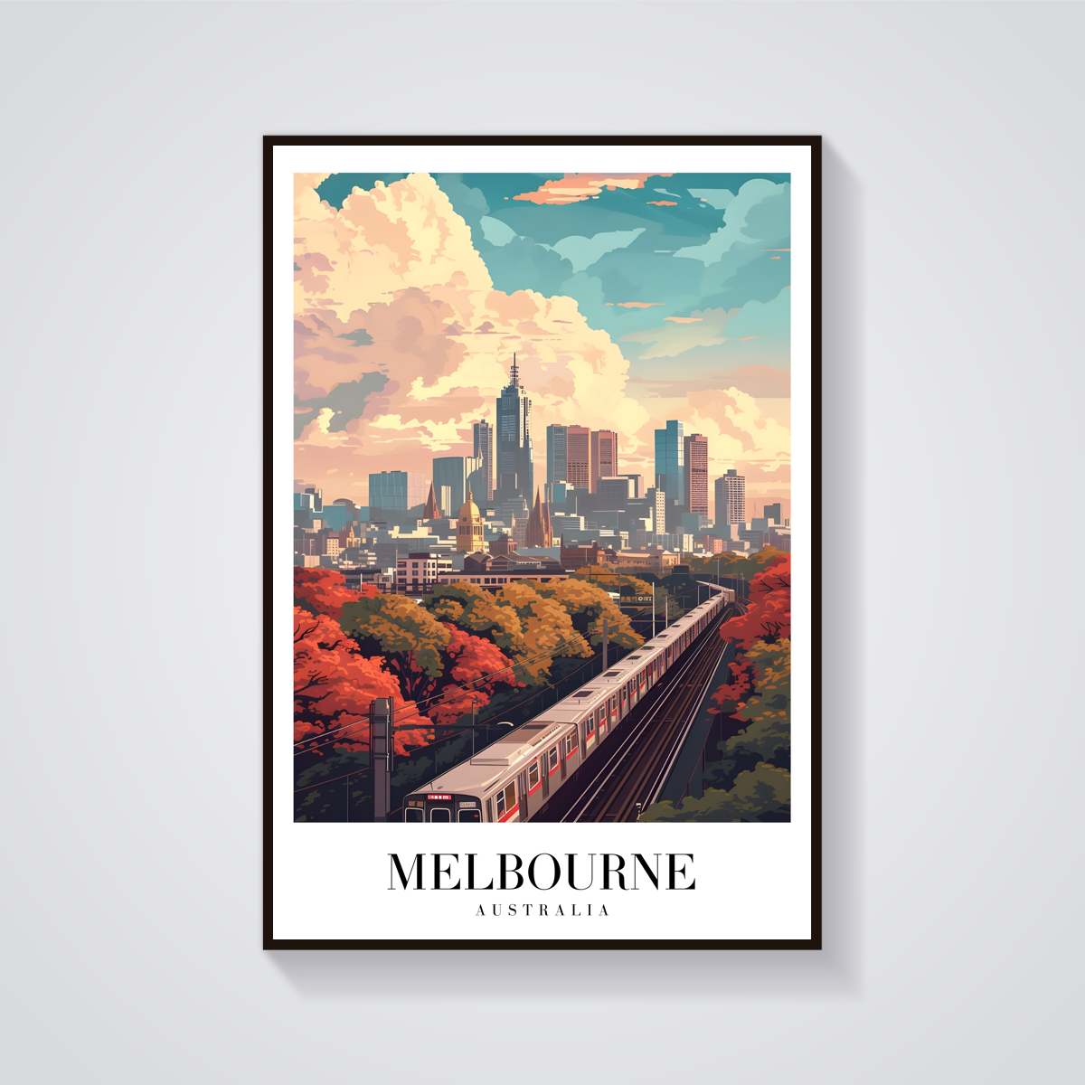 Melbourne Train Vintage Poster