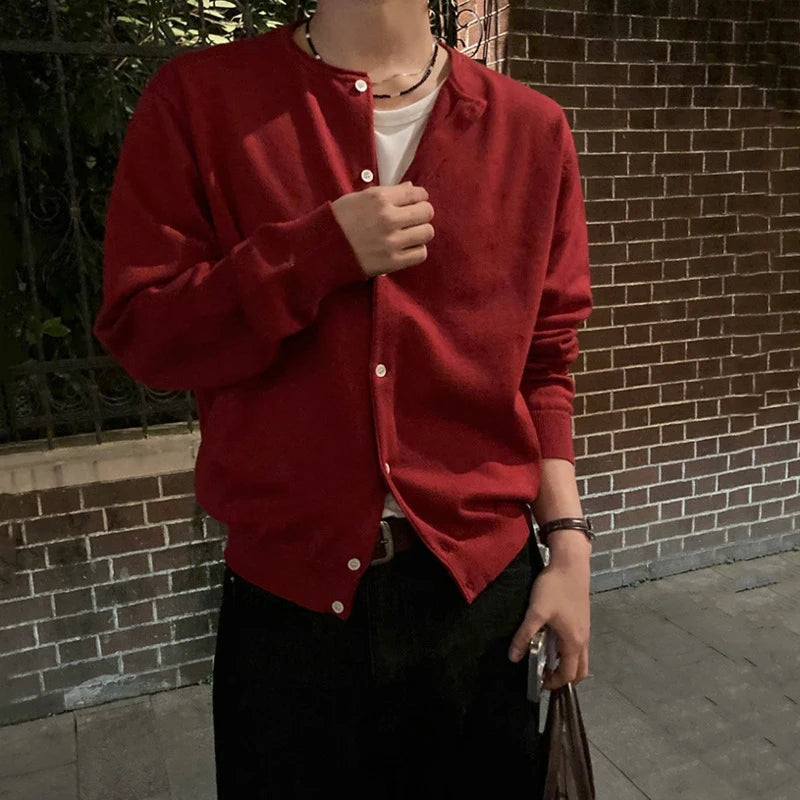 Mens Y2K Button Up Cardigan Sweater