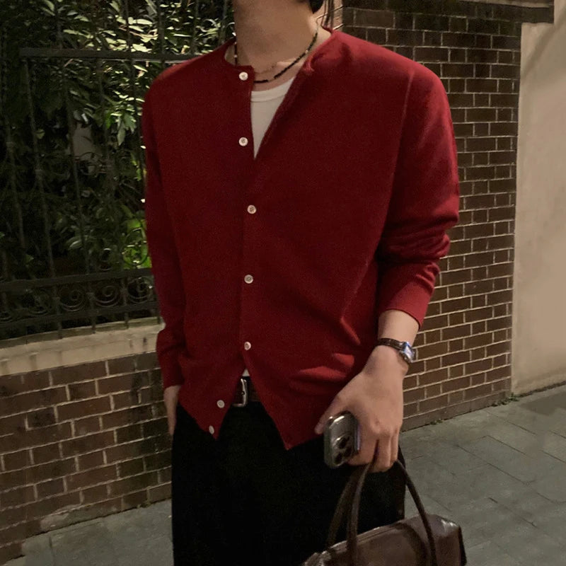 Mens Y2K Button Up Cardigan Sweater