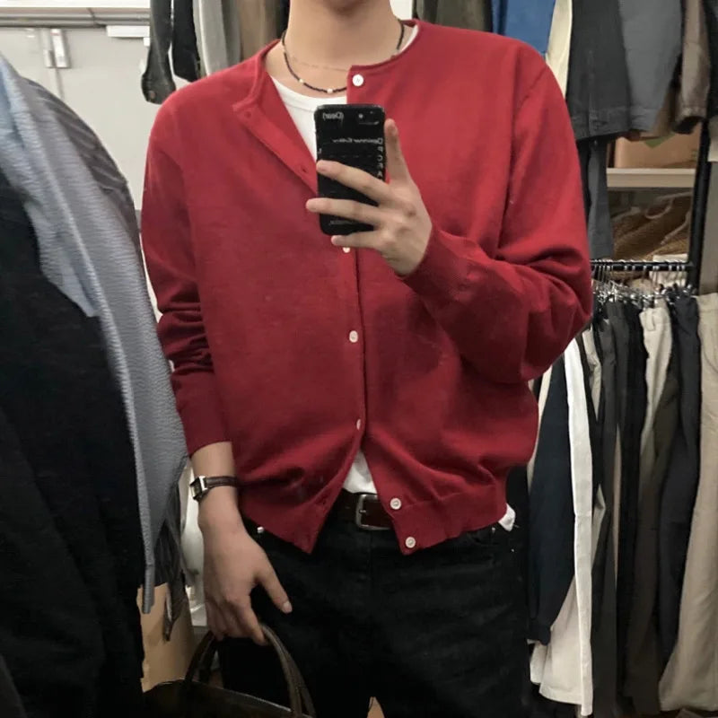 Mens Y2K Button Up Cardigan Sweater