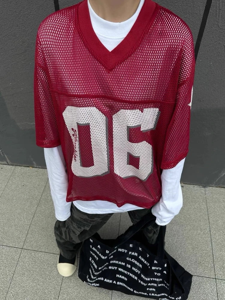 Mesh "06" Graphic Y2K Football Jersey